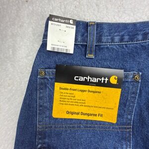 Carhartt Double Front Washed Logger Dungaree Jeans B73 DST Darkstone 34x34 NWT